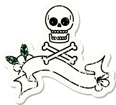 Bir insan tarafından çizilmiş çapraz kemikli eski bir etiket.