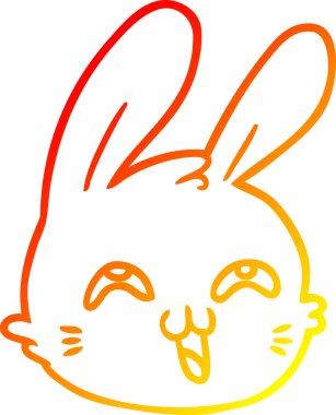 Bir insan tarafından çizilmiş mutlu tavşan yüzü çizimi.