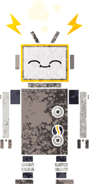 Bir insan tarafından çizilmiş bir robotun retro çizim tarzı karikatürü