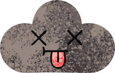 Bir insan tarafından çizilmiş bir fırtına bulutunun retro çizim tarzı karikatürü