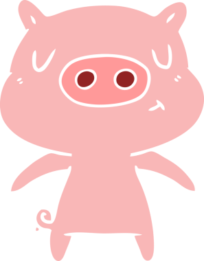 Düz renkli çizgi film içerikli domuz insan tarafından çizilmiş.