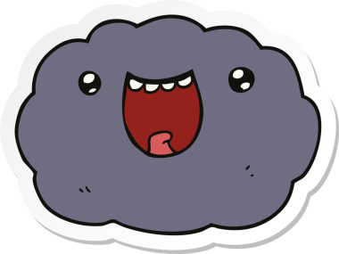 Bir insan tarafından çizilmiş mutlu bulutun çıkartması.