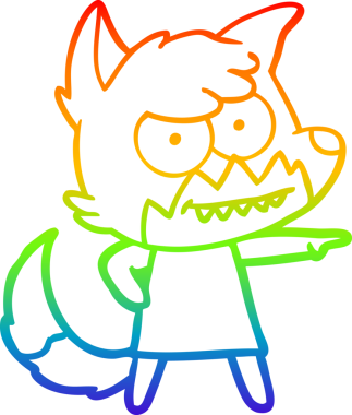 Bir insan tarafından çizilmiş sırıtan tilki çizgi çizimi.