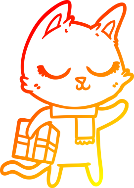 Bir insan tarafından çizilmiş sakin bir çizgi film kedisinin sıcak çizgi çizgisi.