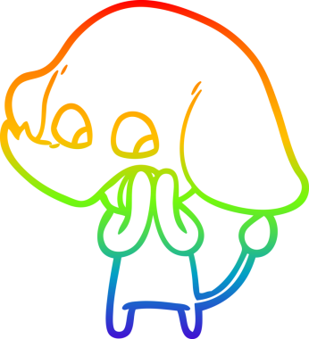 Gökkuşağı gradyan çizgisi bir insan tarafından çizilmiş şirin bir fil çizimi