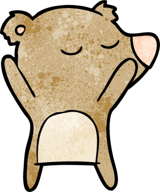 Bir insan tarafından çizilmiş mutlu çizgi film ayısı.