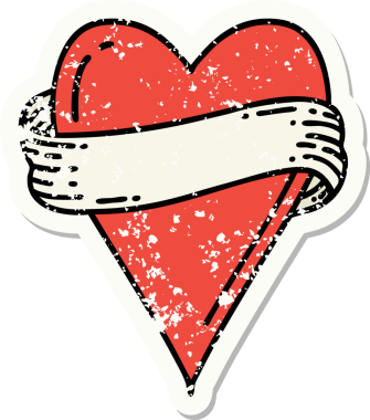 Bir insan tarafından çizilmiş geleneksel bir kalp ve bayrak stili dövmesi.