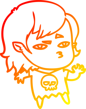 Bir insan tarafından çizilmiş bir vampir kız çizgi çizimi.