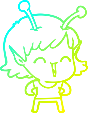 Soğuk gradyan çizgisi, bir insan tarafından çizilmiş gülen uzaylı bir kızın çizimi.