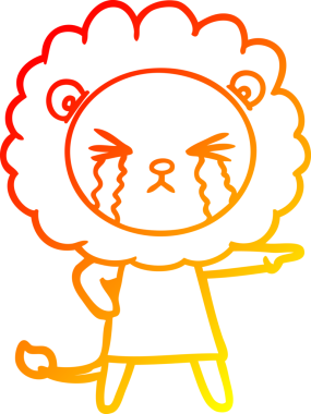 Bir insan tarafından çizilmiş, ağlayan bir aslanın sıcak çizgi çizimi.