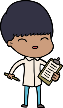 Çizgi filmci çocuk bir insan tarafından çizilmiş notlar alıyor.