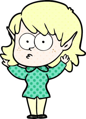 Bir insan tarafından çizilmiş çizgi film elf kızı.