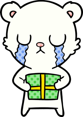 Bir insan tarafından çizilmiş üzgün küçük kutup ayısı çizgi filmi.