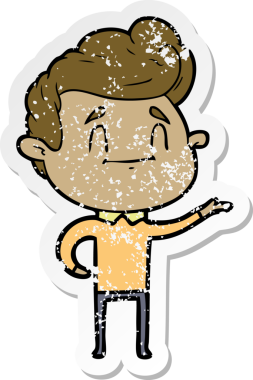 Bir insan tarafından çizilmiş mutlu bir çizgi film karakterinin sıkıntılı çıkartması.