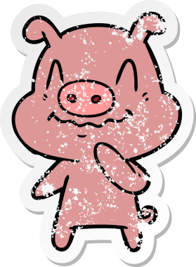 Bir insan tarafından çizilmiş sinirli bir domuzun sıkıntılı çıkartması.