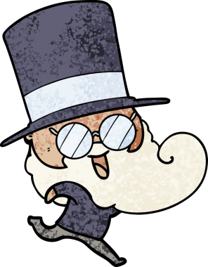 Bir insan tarafından çizilmiş mutlu sakallı adam.