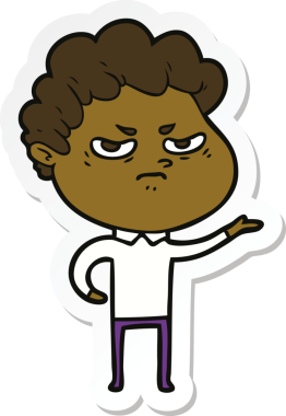 Bir insan tarafından çizilmiş kızgın bir adamın çıkartması.