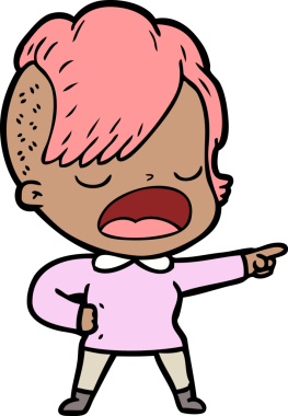 Bir insan tarafından çizilmiş havalı hippi kız çizgi filmi.