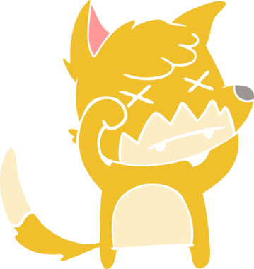 Bir insan tarafından çizilmiş düz renk çizgi film ölü tilki