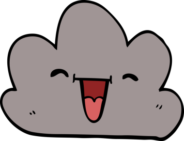 karikatür mutlu gri bulut bir insan tarafından çizilmiş