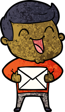 Bir insan tarafından çizilmiş gülen çizgi film adamı.