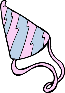 Bir insan tarafından çizilmiş karikatür parti şapkası.