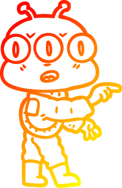 Bir insan tarafından çizilmiş üç gözlü bir karikatür çizimi.