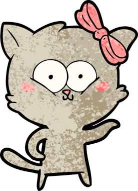 Bir insan tarafından çizilmiş çizgi film kedisi.