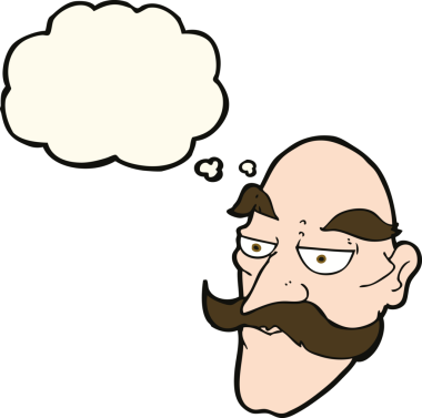 Bir insan tarafından çizilmiş düşünce baloncuğu olan yaşlı bir adam yüzü.