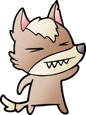 Bir insan tarafından çizilmiş kızgın kurt çizgi filmi.