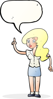 Bir insan tarafından çizilmiş konuşma baloncuğu fikri olan güzel bir kadın.