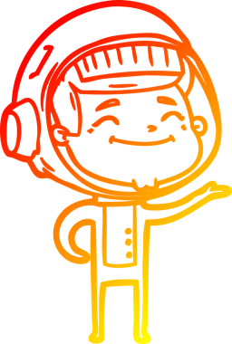 Bir insan tarafından çizilmiş mutlu bir astronotun sıcak çizgi çizimi