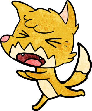 Bir insan tarafından çizilen kızgın tilki çizgi filmi