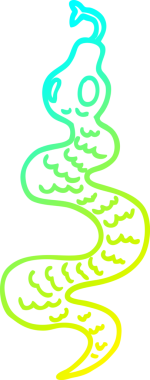 Bir insan tarafından çizilmiş yeşil bir yılanın soğuk eğimli çizgisi.