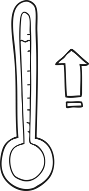 Bir insan tarafından çizilen serbest çizim siyah beyaz çizgi film yükselen sıcaklık