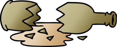 Kırık bir şişenin insan eliyle çizilmiş karikatürü.