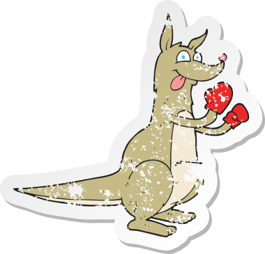 Bir insan tarafından çizilmiş boks kangurusunun gerilmiş çıkartması.