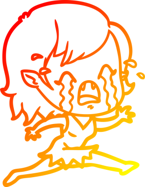 Bir insan tarafından çizilmiş ağlayan vampir kız çizgi filmi.