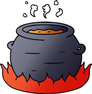 Bir insan tarafından çizilmiş bir tencere güvecin gradyan karikatürü.