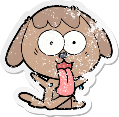 Bir insan tarafından çizilmiş şirin bir köpeğin sıkıntılı çıkartması.