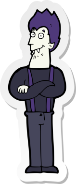 Bir insan tarafından çizilmiş mutlu bir vampirin çıkartması.