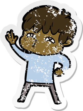 Bir insan tarafından çizilmiş garip bir adamın sıkıntılı çıkartması.