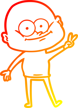 Bir insan tarafından çizilmiş kel bir adamın sıcak çizgi çizimi.