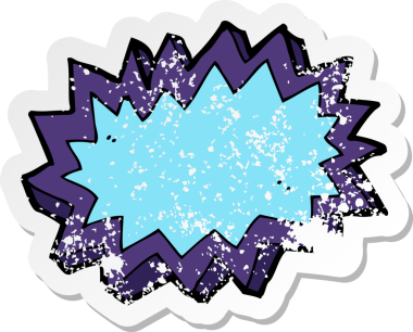 Bir insan tarafından çizilmiş bir çizgi film patlama sembolünün gerilimli yapıştırması.