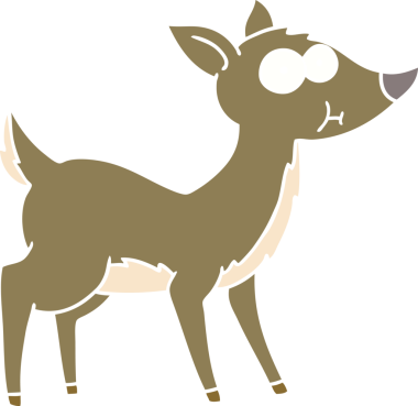 Bir insan tarafından çizilmiş düz renkli çizgi film geyiği.