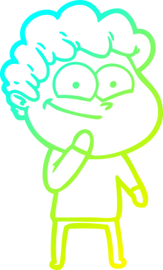 Bir insan tarafından çizilmiş mutlu bir adamın soğuk çizgi çizimi.