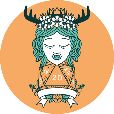 Bir insan tarafından çizilmiş 20 zarlı Ork Druid karakteri simgesi