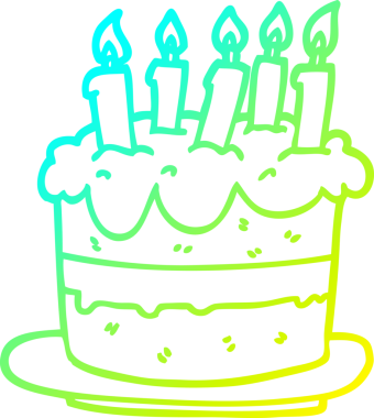 Bir insan tarafından çizilmiş bir doğum günü pastasının soğuk gradyan çizimi