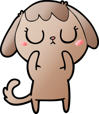 Bir insan tarafından çizilmiş şirin bir çizgi film köpeği.