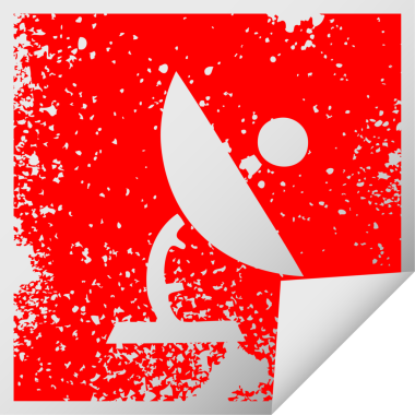 Bir insan tarafından çizilmiş uydu anteninin kare soyma etiketi.